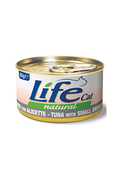 Life Cat طعام القطط المعلب من التونة الطبيعية والأنشوجة الصغيرة - 85 جرام - ع...