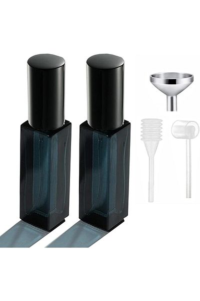 COOYA Perfume Refillable Atomiser Bottle, Mini Glass Spray Bottles for Travel  (10 ML/ 2 Packs, Deep Blue)