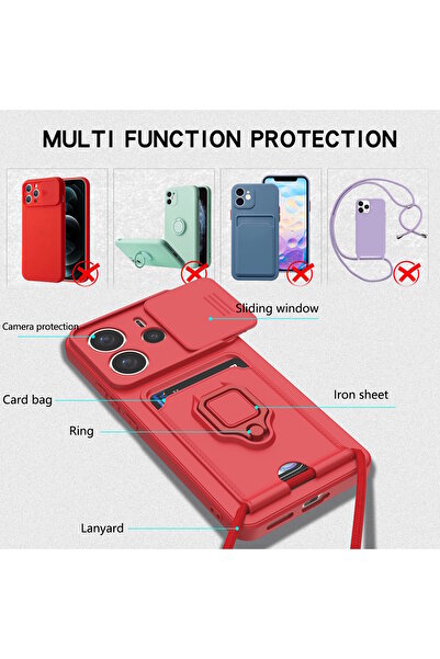 m.tk moveteck Samsung Galaxy A56 Kılıf Kamera Korumalı Sürgülü Yüzüklü Kartvizitli Stand ip Askılı Zuma Silikon