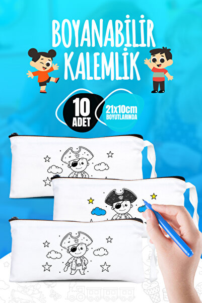 Pamusan Korsan Boyanabilir Bez Kalemlik - 10 Adet - 21x10 cm Boyutlarında - E...