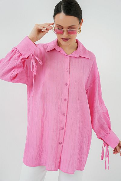 Bigdart Women's Oversize Lace-Up Shirt 5954 - Pink