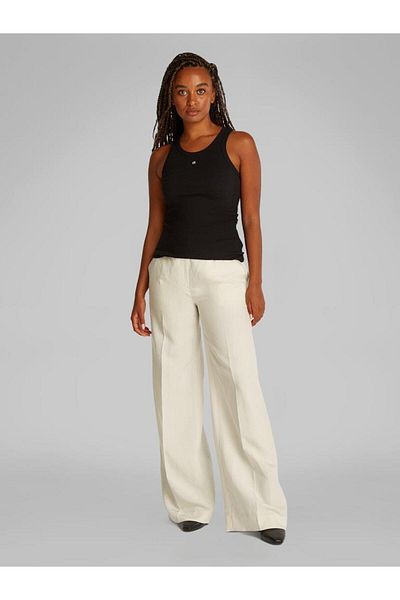 Calvin Klein Women's Ck Emb Graphic Slim Rib Tank T-Shirt