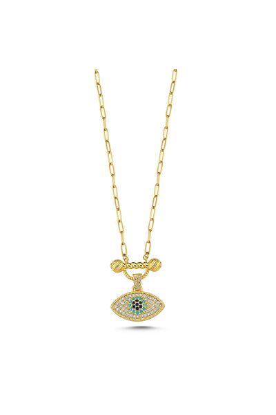 CHARMLUCKY Steel Stone Eye Pendant