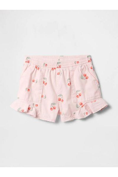 GAP Pink Pull-On Twill Shorts Baby Girl Frilly Pull-On