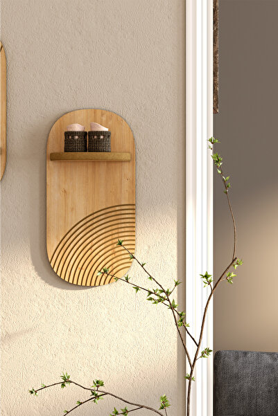zeo wood design İkili Dekoratif Duvar Rafı - Safir Meşe 40x20 cm