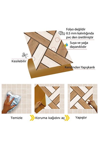 TİNK Kendinden Yapışkanlı Ahşap 013 Desenli Pvc Karo 30x30 Cm (33 ADET) 3m2