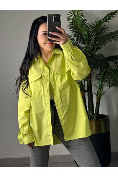 Poplin Neon Yeşil Gömlek