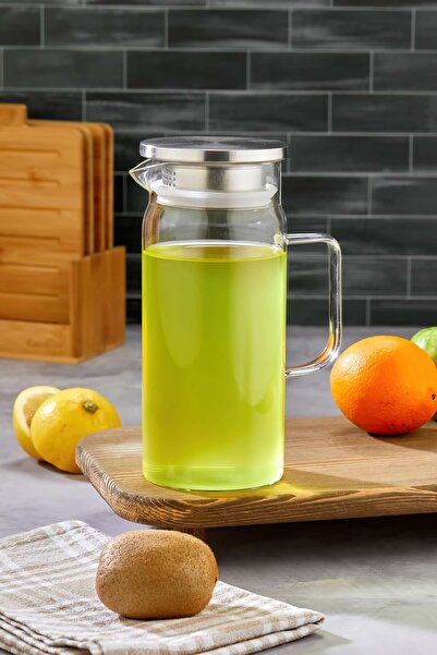 Cooker 1100 ml Borosilikat Cam Sürahi – Paslanmaz Çelik Kapaklı, Isıya Dayanı...