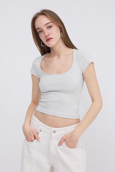 Addax Ribbon Detailed T-Shirt P1676