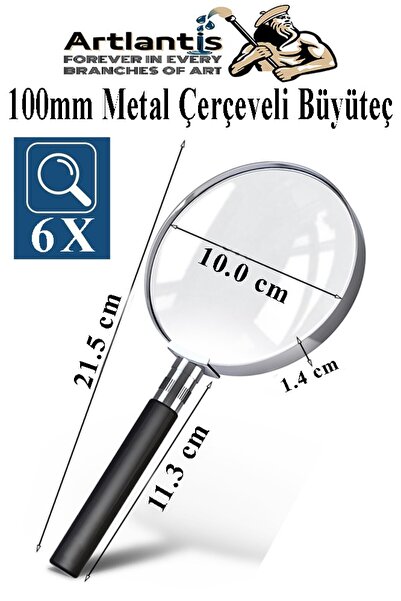 Artlantis Metal Büyüteç 100 mm 1 Adet 6x Plastik Sap Çerçeveli 10 cm Büyüteç ...