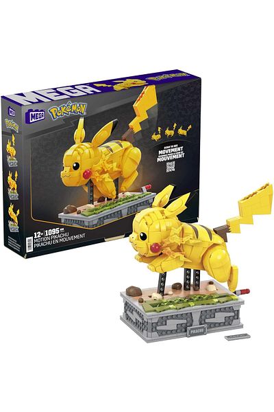 Mega Bloks مجموعة مكعبات بناء ميجا بوكيمون موشن بيكاتشو مع حركة ميكانيكية (1095 قطعة)