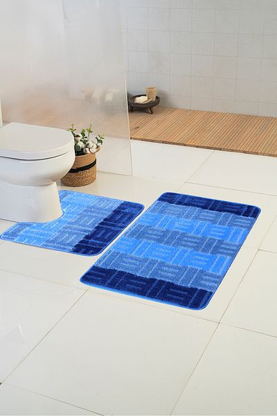 Moda Dekor Χαλάκι μπάνιου Colorline Terma Blue 60x100 - 60x50 cm 2 τεμαχίων