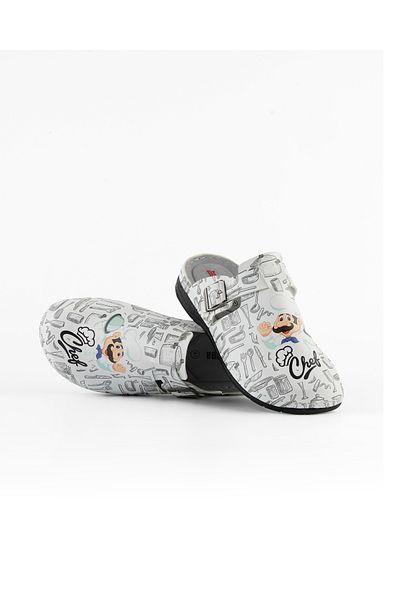 DR KLOMPA Men's Chef Slippers Ms573 Chef Orthopedic Printed Sabo Slippers