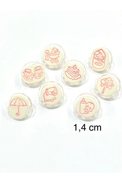 karantuhafiye Baby Button / Figured Model / 10 Pieces / Pink / Tree