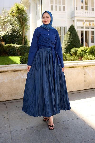 LOCCO Γυναικείο πουκάμισο με δέσιμο μπλέ Navy Blue