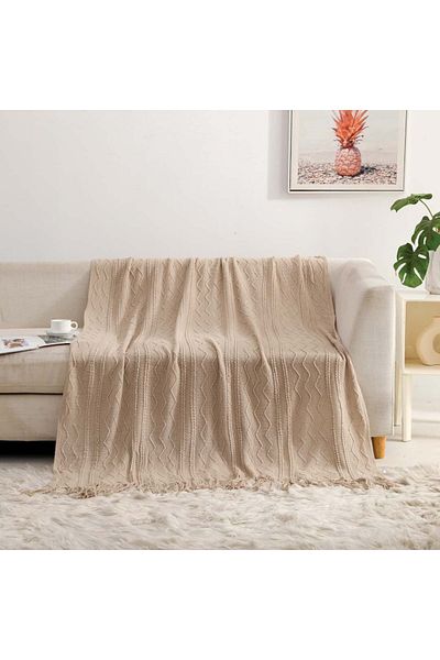 Alhabib bedding Dan Shawl Lightweight Bamboo Blanket, Dark Beige, 130 x 170 cm