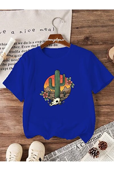 oneagılyazı Cactus Printed Children's Oversize T-Shirt