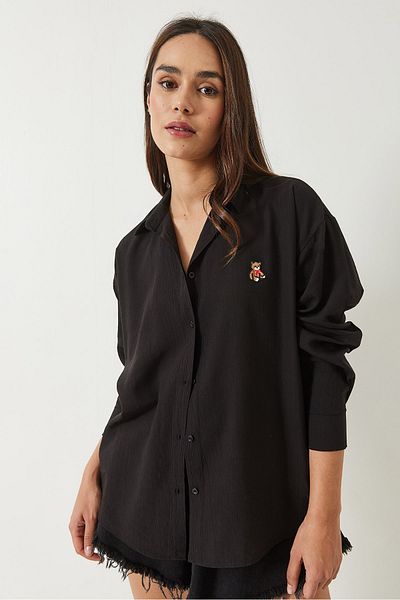 Bianco Lucci Women's Teddy Embroidered Crash Shirt 60283106
