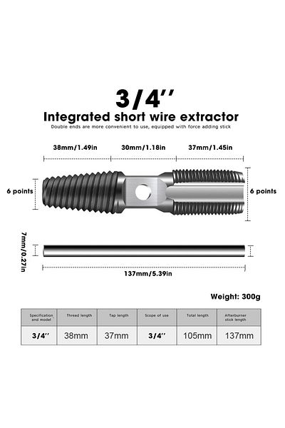 Generic Dual Head Faucet Water Pipe Broken Screw Extractor Removal Tool 3/4