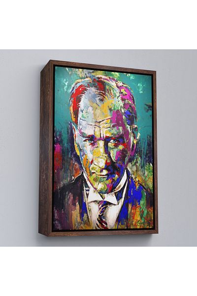 Harita Sepeti Πολύχρωμος πίνακας Mustafa Kemal Atatürk με καφέ πλαίσιο