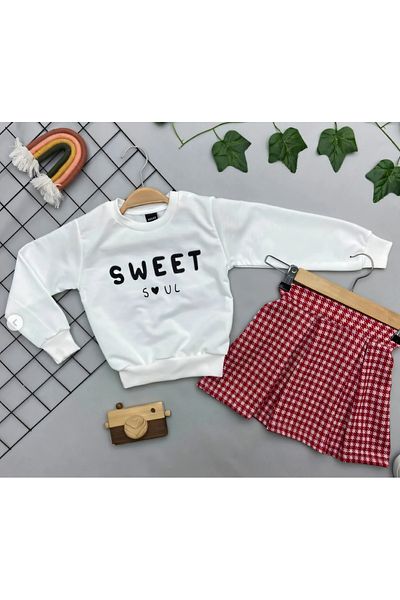 Fua Shop Girl's Plaid Skirt Blouse Set