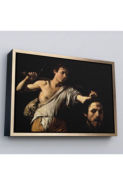 Harita Sepeti Caravaggio în cadru de aur - David cu capul lui Goliat, pictură David Goliat