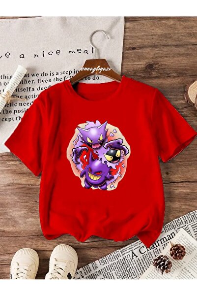 H&GHAMLEGİYİM تي شيرت Gengar Pokemon مطبوع للأطفال مقاس كبير