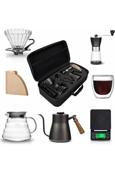 COOYA 850ml Coffee Maker Set,With Travel Case,V60 Drip,Scale with Timer,for Camping,Travel,Party Occasions
