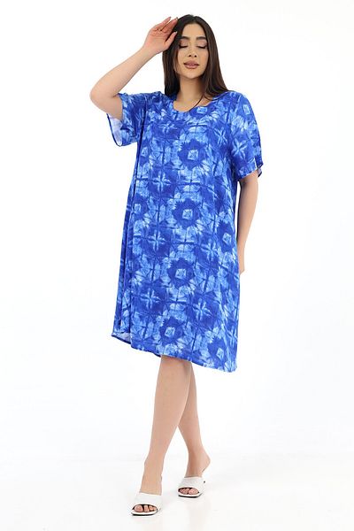 SCHIK Rochie de damă din viscoză cu jumătate de mânecă cu guler pătrat Saks