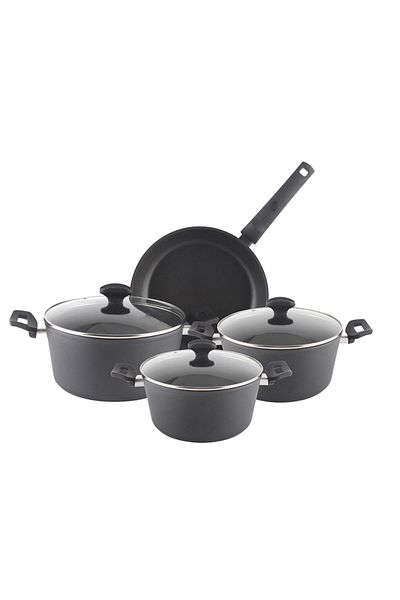 Zilan Zilan ZLN3277 7-piece aluminum pot set, non-stick interior, heat-resistant glass lids