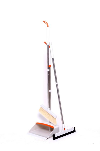 Visio Dustpan and Brush Sets Long Handled, White and Orange