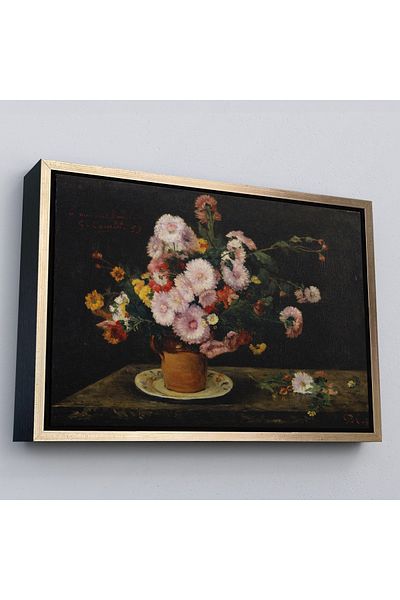 Harita Sepeti Buchet de aster cu cadru de aur, 1859, pictură de Gustave Courbet