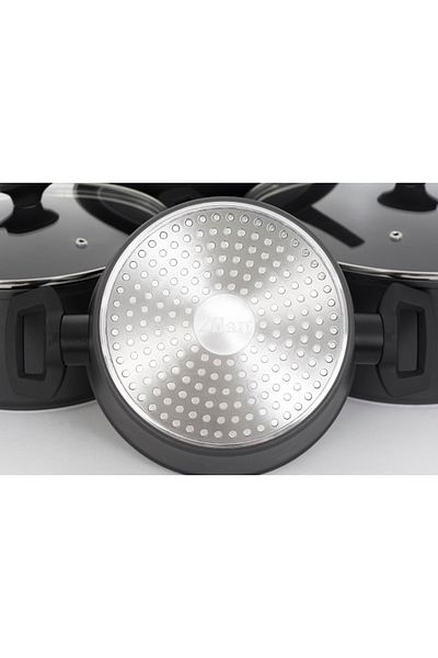 Zilan Zilan ZLN3277 7-piece aluminum pot set, non-stick interior, heat-resistant glass lids