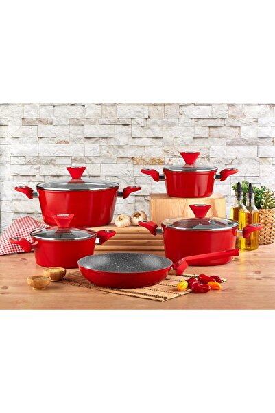 Zilan 9-piece pot set, Zilan ZLN-3260, Aluminum material, Granite interior, Induction compatible