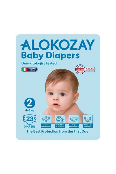 Alokozay Premium Baby Diapers - Size 2 (4-6 Kg) - 23 Diapers
