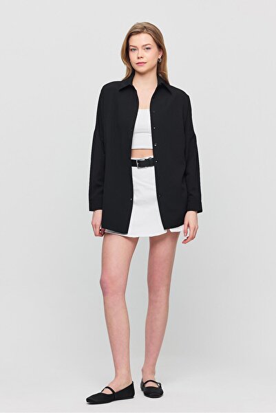 Rays Siyah Relaxed Fit Rahat Kesim Basic Gömlek - 6621a