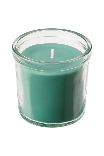 IKEA IKEA HEDERSAM Scented Candle in Glass, Fresh Grass/Light Green, 20 hr – Candle for a Natural Scent