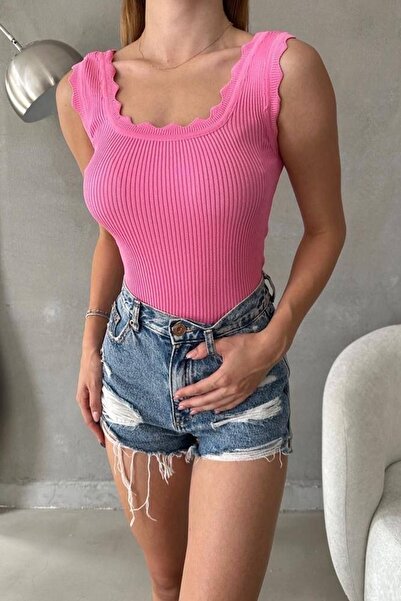 bayansepeti Жіноча м'яка літня рожева трикотажна блуза 0304