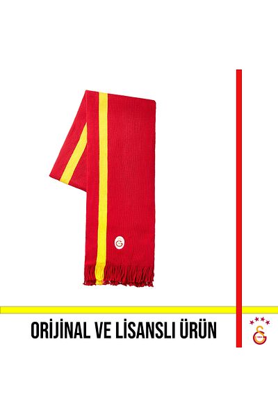 Galatasaray Κίτρινο κόκκινο πλεκτό κασκόλ με άδεια χρήσης