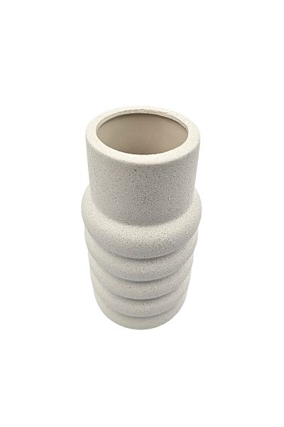 Arti Casa Vaza decorativă, din porțelan, model dungi, 20x10 cm, culoarea alb