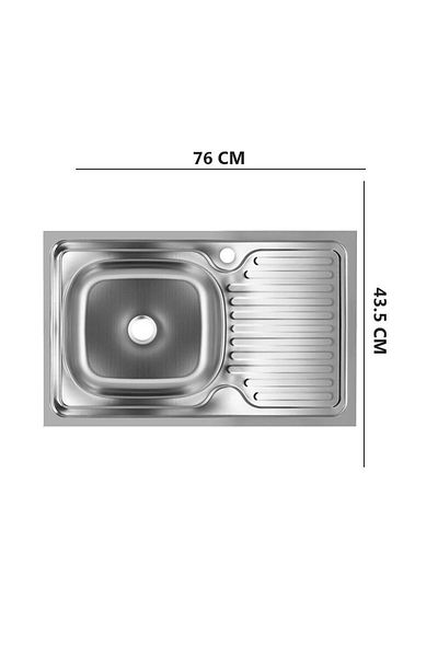 Freddo Chiuveta Bucatarie Pentru Blat Sn9002s, 76x43.5cm, Anticalcar, Cu Preaplin, Cuva Stanga, Inox
