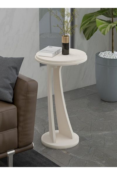 ARTLY Modern side table for living rooms and homes, off-white color, 50*65.5*50