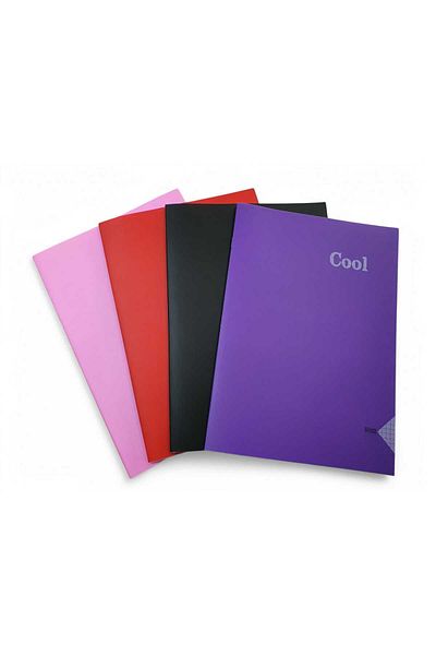 SaygılıOfis K.Color A4 80 Sheets Stitched 4 Pcs (2 Squares + 2 Stripes) Plastic Cover Notebook (Mixed Color)