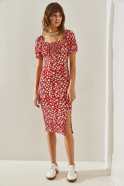 KaSheHa Summer Heart Collar Viscose Fabric Dress