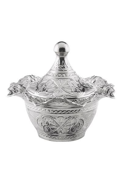 Sena 2 Pieces Lalegül Round Large Size Metal Sugar Bowl with Lid (141-2)