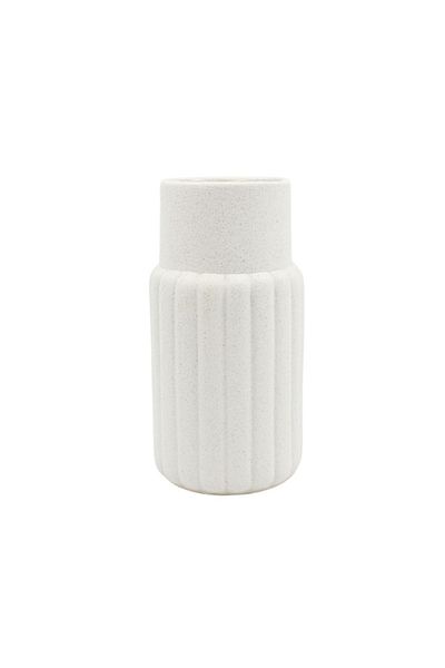 Arti Casa Vaza decorativă, Arti Casa, din porțelan, model linii, 20x10 cm, culoarea alb