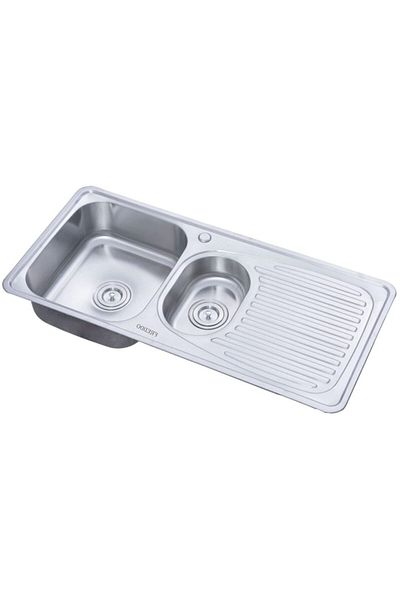 Freddo Chiuveta inox SN9011S, 2 cuve stanga, finisaj anticalcar, scurgere Q90, 100 x 50 cm, 18 cm