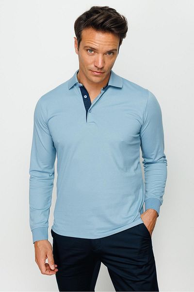 Desen Ανδρικό φούτερ Polo Neck Standard Fit Blue 231960