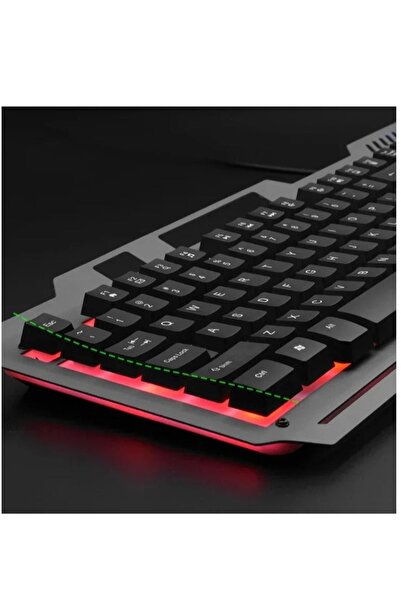 Denx مجموعة لوحة مفاتيح وماوس ألعاب سلكية بإضاءة خلفية RGB DX1795