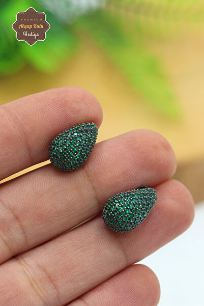 Midyat Nurtaş Gümüş Damla Kesim Zümrüt Taşlı 925 Ayar Gümüş Kadın Küpe 201023915